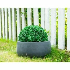 KANTE Medium 10 in. Tall Charcoal Lightweight Concrete Round Outdoor Bowl Planter -VIGORO Store charcoal kante plant pots rc0051c c60121 1f 1000