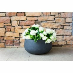 KANTE Medium 10 in. Tall Charcoal Lightweight Concrete Round Outdoor Bowl Planter -VIGORO Store charcoal kante plant pots rc0051c c60121 4f 1000