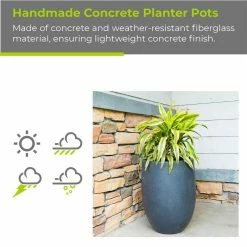 KANTE 21.7 in. Tall Charcoal Lightweight Concrete Round Outdoor Planter -VIGORO Store charcoal kante plant pots rc0066a c60121 1f 1000