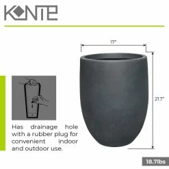 KANTE 21.7 in. Tall Charcoal Lightweight Concrete Round Outdoor Planter -VIGORO Store charcoal kante plant pots rc0066a c60121 4f 1000