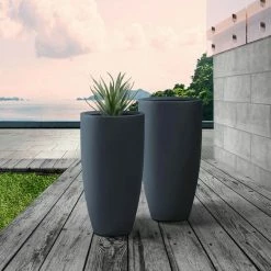 KANTE 13.39 in. x 23.62 in. Round Charcoal Finish Lightweight Concrete and Fiberglass Planters with Drainage Holes (Set of 2) 5 KANTE 13.39 in. x 23.62 in. Round Charcoal Finish Lightweight Concrete and Fiberglass Planters with Drainage Holes (Set of 2) -VIGORO Store charcoal kante plant pots rc0099a2 c60121 c3 1000