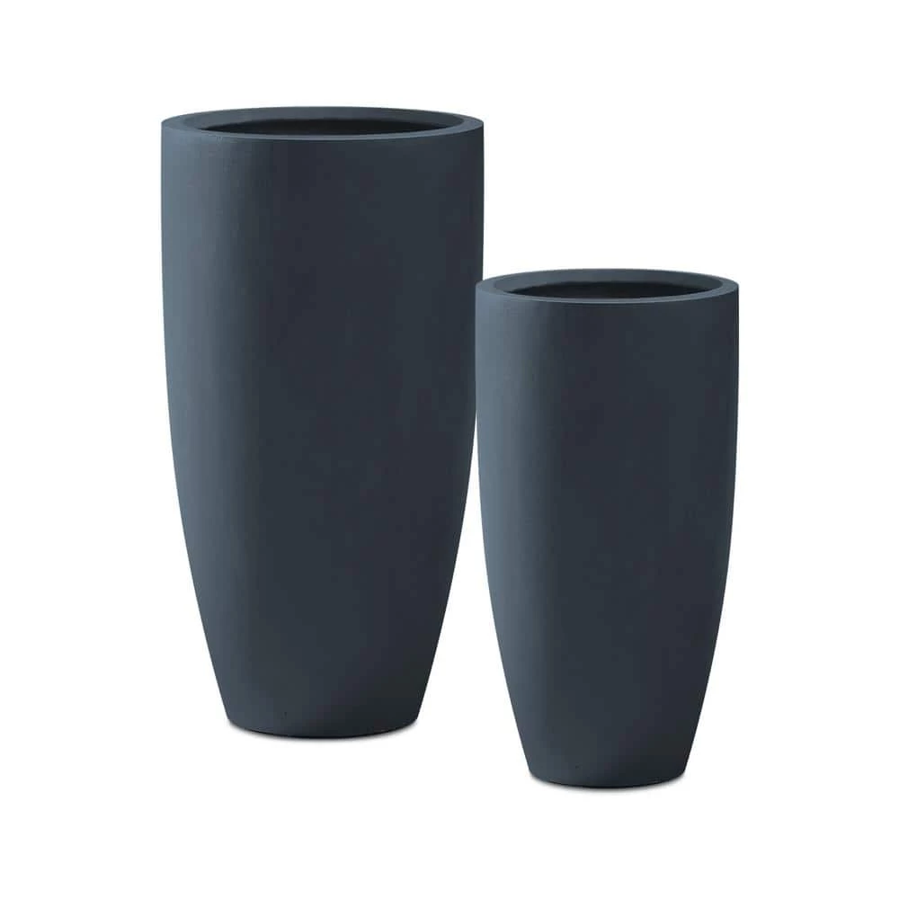 KANTE 31.4" and 23.6"H Charcoal Finish Concrete Tall Planters (Set of 2), Large Outdoor Indoor w/Drainage Hole & Rubber Plug 3 KANTE 31.4" and 23.6"H Charcoal Finish Concrete Tall Planters (Set of 2), Large Outdoor Indoor w/Drainage Hole & Rubber Plug
