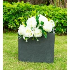 KANTE 12 in. Tall Charcoal Lightweight Concrete Square Modern Outdoor Planter -VIGORO Store charcoal kante plant pots rf0001b c60121 c3 1000