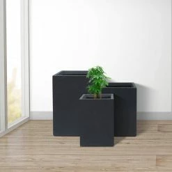 KANTE 19", 16" and 13"H Charcoal Finish Concrete Tall Square Set of 3, Outdoor Indoor Lightweight Planters w/ Drainage Hole 15 KANTE 19", 16" and 13"H Charcoal Finish Concrete Tall Square Set of 3, Outdoor Indoor Lightweight Planters w/ Drainage Hole -VIGORO Store charcoal kante plant pots rf0007abc c60121 44 1000