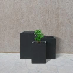 KANTE 19", 16" and 13"H Charcoal Finish Concrete Tall Square Set of 3, Outdoor Indoor Lightweight Planters w/ Drainage Hole 17 KANTE 19", 16" and 13"H Charcoal Finish Concrete Tall Square Set of 3, Outdoor Indoor Lightweight Planters w/ Drainage Hole -VIGORO Store charcoal kante plant pots rf0007abc c60121 76 1000