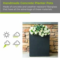 KANTE 26.8 in. Tall Charcoal Lightweight Concrete Modern Long and High Rectangle Planter 13 KANTE 26.8 in. Tall Charcoal Lightweight Concrete Modern Long and High Rectangle Planter -VIGORO Store charcoal kante plant pots rf0111a c60121 4f 1000