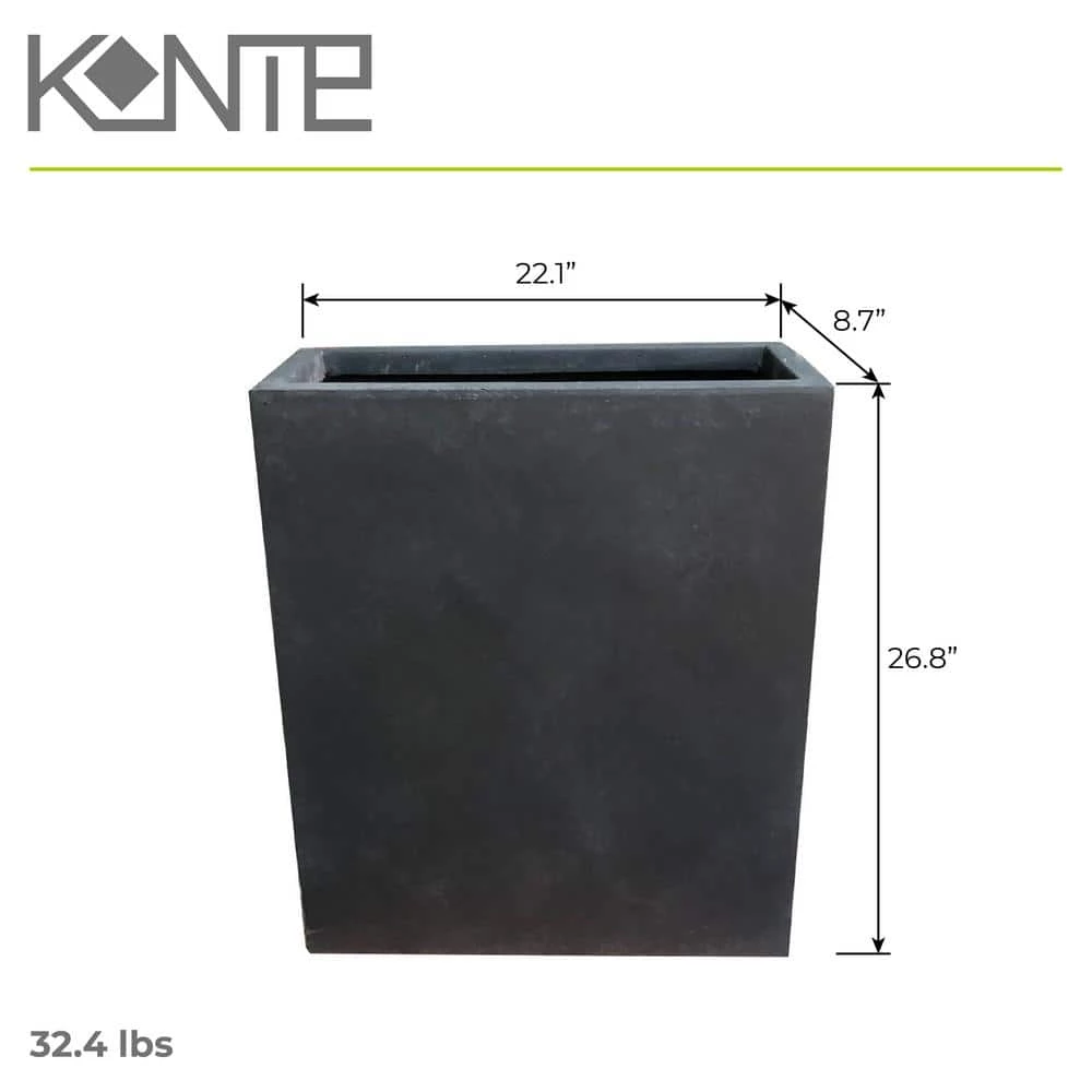 KANTE 26.8 in. Tall Charcoal Lightweight Concrete Modern Long and High Rectangle Planter 5 KANTE 26.8 in. Tall Charcoal Lightweight Concrete Modern Long and High Rectangle Planter - Image 3