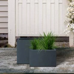 KANTE 23.6" and 19.4"L Rectangular Charcoal Finish Lightweight Concrete Long Planter w/ Drainage Hole Set of 2 Outdoor/Indoor 12 KANTE 23.6" and 19.4"L Rectangular Charcoal Finish Lightweight Concrete Long Planter w/ Drainage Hole Set of 2 Outdoor/Indoor -VIGORO Store charcoal kante plant pots rf0146sa c60121 1f 1000