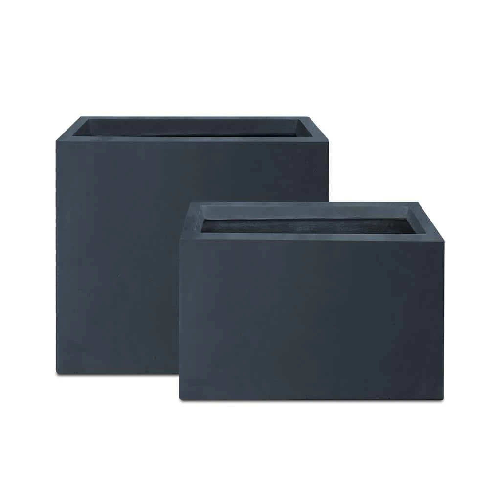 KANTE 23.6" and 19.4"L Rectangular Charcoal Finish Lightweight Concrete Long Planter w/ Drainage Hole Set of 2 Outdoor/Indoor 3 KANTE 23.6" and 19.4"L Rectangular Charcoal Finish Lightweight Concrete Long Planter w/ Drainage Hole Set of 2 Outdoor/Indoor