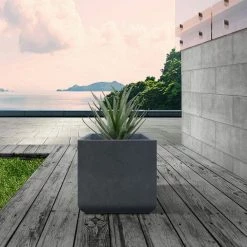 KANTE 11.81 x 11.81 in. Square Charcoal Lightweight Concrete and Weather Resistant Fiberglass Planter w/Drainage Hole 12 KANTE 11.81 x 11.81 in. Square Charcoal Lightweight Concrete and Weather Resistant Fiberglass Planter w/Drainage Hole -VIGORO Store charcoal kante plant pots rf0221b c60121 c3 1000