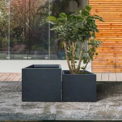 KANTE 17.3 in. W Square Charcoal Lightweight Concrete and Fiberglass Planters with Drainage Holes (Set of 2) 15 KANTE 17.3 in. W Square Charcoal Lightweight Concrete and Fiberglass Planters with Drainage Holes (Set of 2) -VIGORO Store charcoal kante plant pots rf2015015bc c60121 76 1000