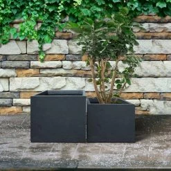 KANTE 17.3 in. W Square Charcoal Lightweight Concrete and Fiberglass Planters with Drainage Holes (Set of 2) 14 KANTE 17.3 in. W Square Charcoal Lightweight Concrete and Fiberglass Planters with Drainage Holes (Set of 2) -VIGORO Store charcoal kante plant pots rf2015015bc c60121 fa 1000
