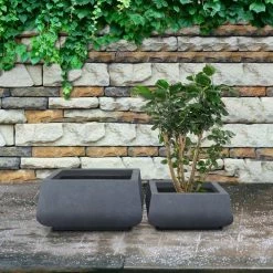 KANTE 21.2 in. and 16.1 in. W Square Charcoal Finish Lightweight Concrete/Fiberglass Planters with Drainage Holes (Set of 2) 14 KANTE 21.2 in. and 16.1 in. W Square Charcoal Finish Lightweight Concrete/Fiberglass Planters with Drainage Holes (Set of 2) -VIGORO Store charcoal kante plant pots rf2015018ab c60121 fa 1000