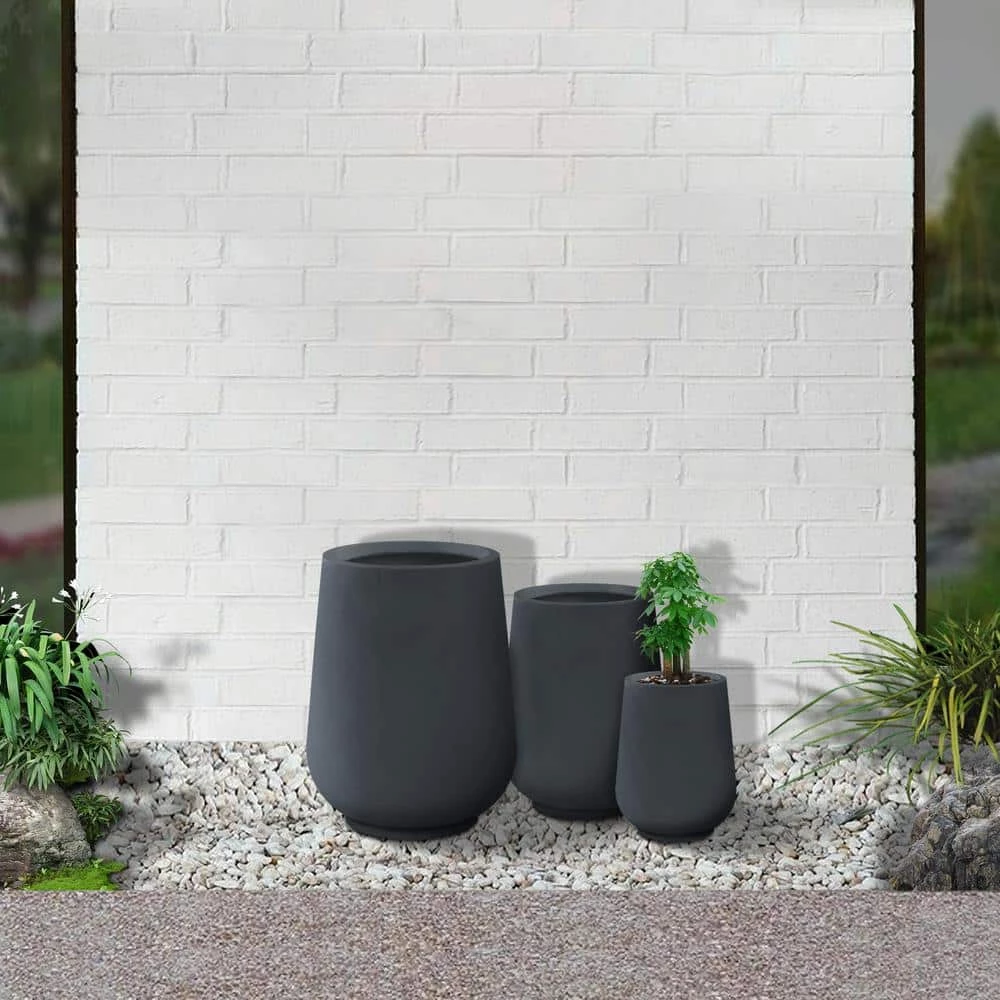 KANTE 26.5 in., 20 in. & 13.1 in. H Round Charcoal Concrete Tall Planters (Set of 3), Outdoor Indoor Large with Drainage Holes 7 KANTE 26.5 in., 20 in. & 13.1 in. H Round Charcoal Concrete Tall Planters (Set of 3), Outdoor Indoor Large with Drainage Holes - Image 5