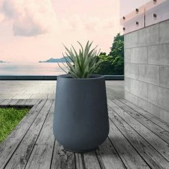 KANTE 10.63 in. x 13.78 in. Round Charcoal Lightweight Concrete and Weather Resistant Fiberglass Planter w/Drainage Hole 12 KANTE 10.63 in. x 13.78 in. Round Charcoal Lightweight Concrete and Weather Resistant Fiberglass Planter w/Drainage Hole -VIGORO Store charcoal kante plant pots rf2015023c c60121 c3 1000
