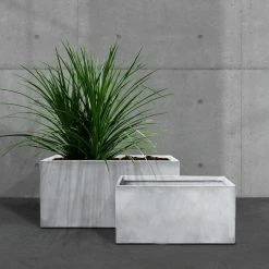 KANTE 31" and 23"L Rectangular Large Concrete Long Box Planters Set of 2, Outdoor/Indoor Strong UV Resistant w/Drainage Holes -VIGORO Store concrete kante plant pots rf0104ab c81921 1f 1000