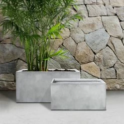 KANTE 31" and 23"L Rectangular Large Concrete Long Box Planters Set of 2, Outdoor/Indoor Strong UV Resistant w/Drainage Holes -VIGORO Store concrete kante plant pots rf0104ab c81921 44 1000
