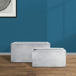 KANTE 31" and 23"L Rectangular Large Concrete Long Box Planters Set of 2, Outdoor/Indoor Strong UV Resistant w/Drainage Holes -VIGORO Store concrete kante plant pots rf0104ab c81921 4f 1000