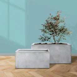 KANTE 31" and 23"L Rectangular Large Concrete Long Box Planters Set of 2, Outdoor/Indoor Strong UV Resistant w/Drainage Holes -VIGORO Store concrete kante plant pots rf0104ab c81921 fa 1000