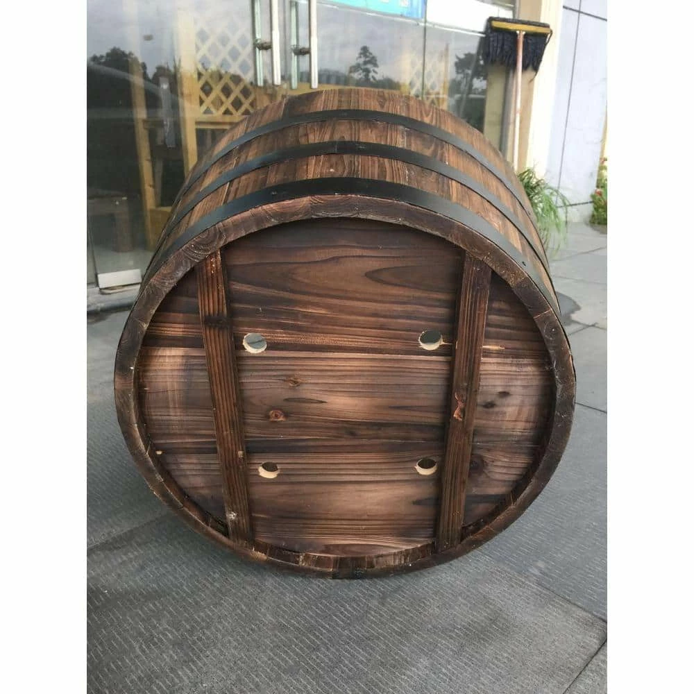 Vigoro 25.98 in. Dia x 16.54 in. H Round Wooden Barrel Planter 6 Vigoro 25.98 in. Dia x 16.54 in. H Round Wooden Barrel Planter - Image 4
