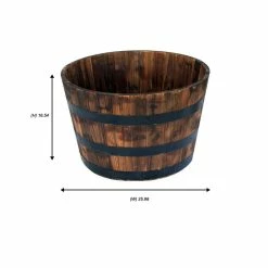 Vigoro 25.98 in. Dia x 16.54 in. H Round Wooden Barrel Planter 11 Vigoro 25.98 in. Dia x 16.54 in. H Round Wooden Barrel Planter -VIGORO Store dark wood vigoro barrel planters hl6642 76 1000