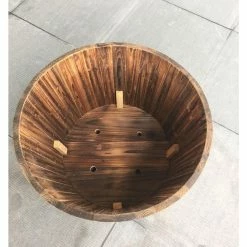 Vigoro 25.98 in. Dia x 16.54 in. H Round Wooden Barrel Planter 9 Vigoro 25.98 in. Dia x 16.54 in. H Round Wooden Barrel Planter -VIGORO Store dark wood vigoro barrel planters hl6642 a0 1000