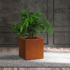 KANTE 16in.H Square Faux Weathering Steel Finish Lightweight Concrete Durable Elegant Planter w/Drainage Hole, Home and Garden -VIGORO Store faux weathering steel kante plant pots rf0001c c91942 31 1000