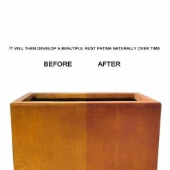 KANTE 16 in. H Faux Weathering Steel Finish Concrete Square, Modern Outdoor/Indoor Lightweight Planter Pot with Drainage Hole -VIGORO Store faux weathering steel kante plant pots rf0007b c91942 4f 1000