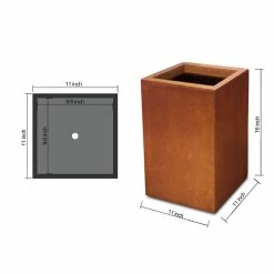 KANTE 16 in. H Faux Weathering Steel Finish Concrete Square, Modern Outdoor/Indoor Lightweight Planter Pot with Drainage Hole -VIGORO Store faux weathering steel kante plant pots rf0007b c91942 c3 1000