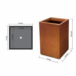 KANTE 19 in. H Faux Weathering Steel Concrete Tall Square Planter, Modern Outdoor/Indoor Lightweight with Drainage Hole 12 KANTE 19 in. H Faux Weathering Steel Concrete Tall Square Planter, Modern Outdoor/Indoor Lightweight with Drainage Hole -VIGORO Store faux weathering steel kante plant pots rf0007c c91942 c3 1000