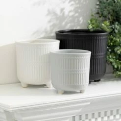 SULLIVANS Black, White & Gray Ceramic Planters - Set Of 3 9 SULLIVANS Black, White & Gray Ceramic Planters - Set Of 3 -VIGORO Store glaze sullivans plant pots cm2970 4f 1000