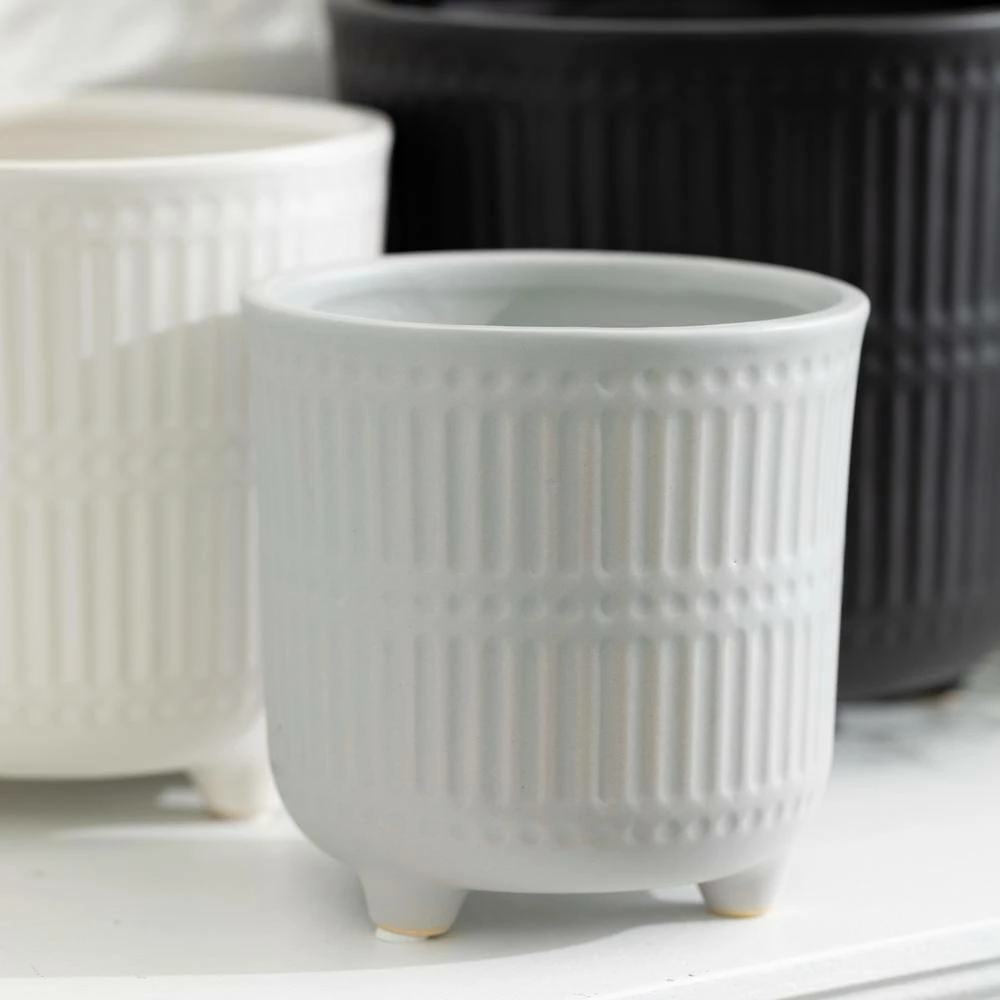 SULLIVANS Black, White & Gray Ceramic Planters - Set Of 3 4 SULLIVANS Black, White & Gray Ceramic Planters - Set Of 3 - Image 2