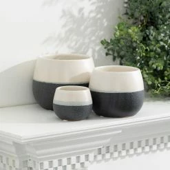 SULLIVANS Black And White Ceramic Pot - Set of 3 9 SULLIVANS Black And White Ceramic Pot - Set of 3 -VIGORO Store glaze sullivans plant pots cm2971 4f 1000