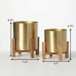 SULLIVANS Brass Planter On Stands - Set of 2 9 SULLIVANS Brass Planter On Stands - Set of 2 -VIGORO Store gold sullivans plant pots n2715 1f 1000