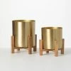 SULLIVANS Brass Planter On Stands - Set of 2