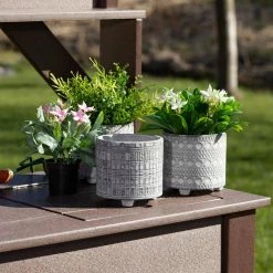 SULLIVANS Gray Geometric Print Cement Pot - Set of 3 -VIGORO Store gray patterned sullivans plant pots cmt1207 4f 1000