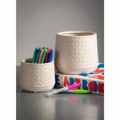 SULLIVANS Gray Ceramic Planter (Set of 2) -VIGORO Store gray sullivans plant pots cm2943 4f 1000