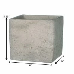 SULLIVANS Gray Cement Square Planter -VIGORO Store gray sullivans plant pots cmt1090 1f 1000