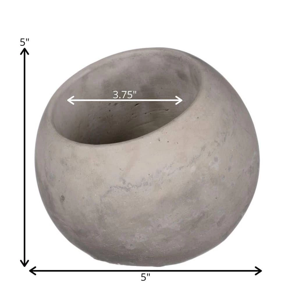SULLIVANS Gray Cement Ball Planter 5 SULLIVANS Gray Cement Ball Planter - Image 3