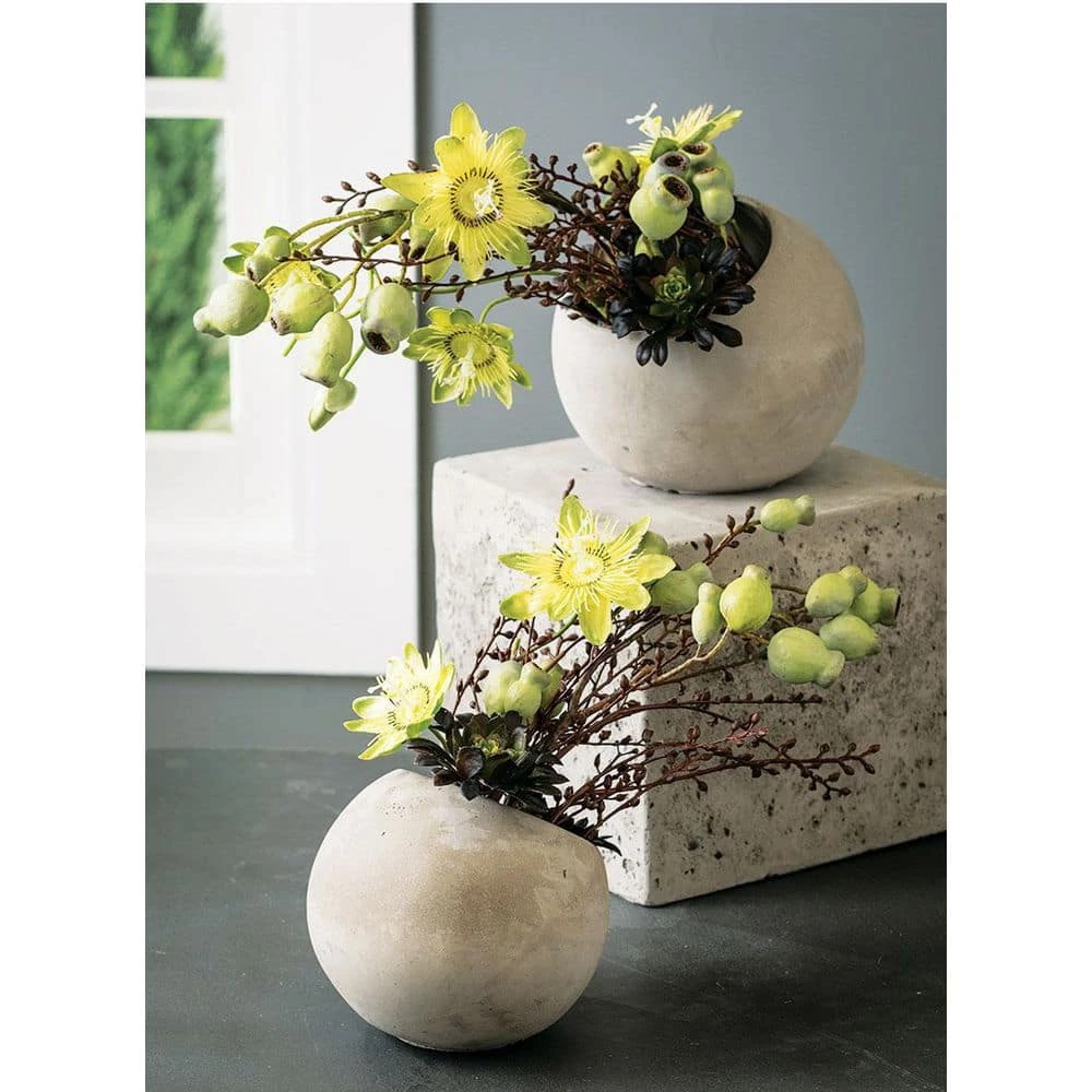 SULLIVANS Gray Cement Ball Planter 4 SULLIVANS Gray Cement Ball Planter - Image 2