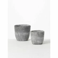 SULLIVANS Gray Cement Pot (Set of 2) -VIGORO Store gray sullivans plant pots cmt1187 1f 1000