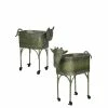 SULLIVANS Green Metal Farm Animal Planters (Set of 2) -VIGORO Store green sullivans plant pots met1391 64 1000