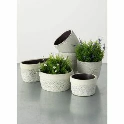 SULLIVANS Green Geometric Print Cement Double Pot 7 SULLIVANS Green Geometric Print Cement Double Pot -VIGORO Store greenwash patterned sullivans plant pots cmt1178 4f 1000