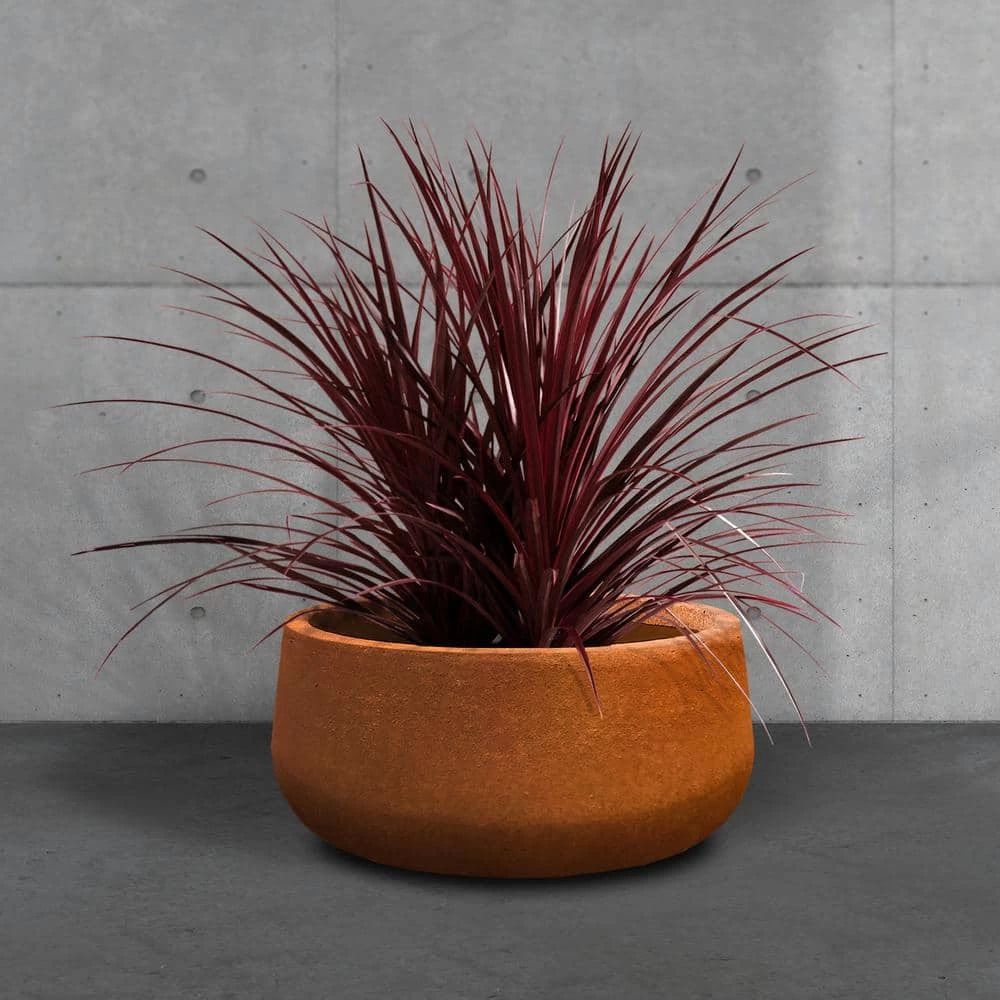 KANTE 16 in. Dia. Round Iron Oxide Concrete Bowl Planter, Outdoor Indoor Large Planter Pot with Drainage Hole 8 KANTE 16 in. Dia. Round Iron Oxide Concrete Bowl Planter, Outdoor Indoor Large Planter Pot with Drainage Hole - Image 6