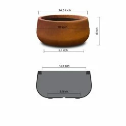 KANTE 16 in. Dia. Round Iron Oxide Concrete Bowl Planter, Outdoor Indoor Large Planter Pot with Drainage Hole 13 KANTE 16 in. Dia. Round Iron Oxide Concrete Bowl Planter, Outdoor Indoor Large Planter Pot with Drainage Hole -VIGORO Store iron oxide kante plant pots rc0051b c80621 c3 1000