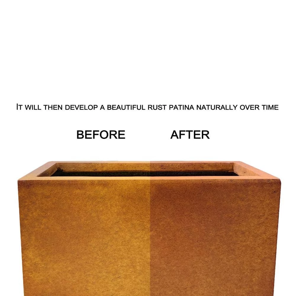 KANTE 28 in. H Iron Oxide Lightweight Concrete Tapered Planter with Drainage Hole, Large Outdoor/Indoor Tall Square Planter 5 KANTE 28 in. H Iron Oxide Lightweight Concrete Tapered Planter with Drainage Hole, Large Outdoor/Indoor Tall Square Planter - Image 3