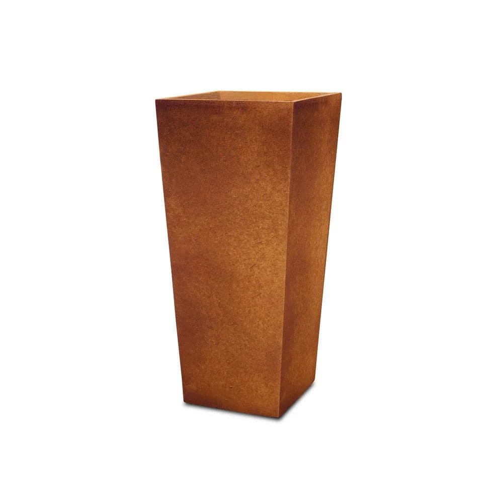 KANTE 28 in. H Iron Oxide Lightweight Concrete Tapered Planter with Drainage Hole, Large Outdoor/Indoor Tall Square Planter 3 KANTE 28 in. H Iron Oxide Lightweight Concrete Tapered Planter with Drainage Hole, Large Outdoor/Indoor Tall Square Planter