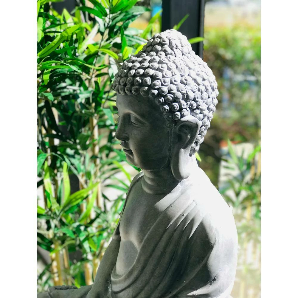 KANTE 25.6 in. H Natural Concrete/Fiberglass Indoor Outdoor Sitting Meditating Zen Buddha Statue 7 KANTE 25.6 in. H Natural Concrete/Fiberglass Indoor Outdoor Sitting Meditating Zen Buddha Statue - Image 5