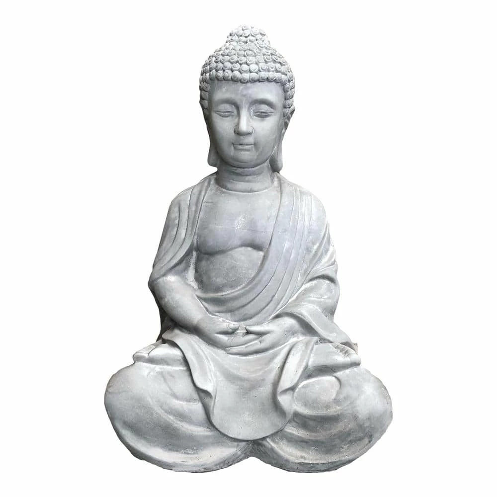KANTE 25.6 in. H Natural Concrete/Fiberglass Indoor Outdoor Sitting Meditating Zen Buddha Statue 3 KANTE 25.6 in. H Natural Concrete/Fiberglass Indoor Outdoor Sitting Meditating Zen Buddha Statue
