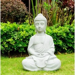 KANTE 25.6 in. H Natural Concrete/Fiberglass Indoor Outdoor Sitting Meditating Zen Buddha Statue 16 KANTE 25.6 in. H Natural Concrete/Fiberglass Indoor Outdoor Sitting Meditating Zen Buddha Statue -VIGORO Store kante garden statues osp141006 c80021 c3 1000
